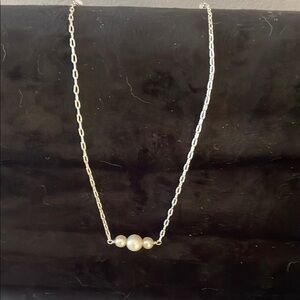 Elegant Silver Tone Faux Pearl Necklace